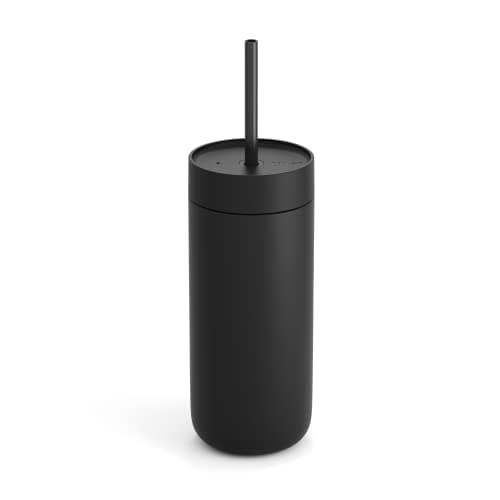 Fellow 16 oz Carter Cold Travel Mug for Water, Iced Tea, Coffee, Smoothies, Iced Coffee & more - Stainless Steel Vacuum-Insulated Iced Coffee tumbler with Spill Resistant lid and straw - Matte Black