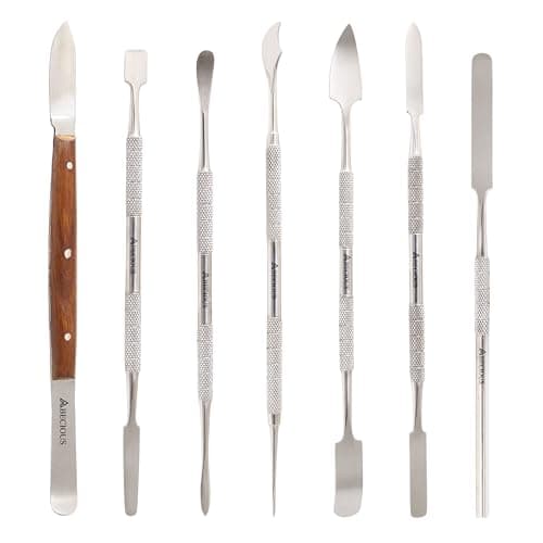 ABECIOUS Wax Carving Tools Set 7Pcs Metal Clay Sculpting Tools Stainless Steel Double Ended Premium Dab Tool for Carving Modeling Sculpting and Shaping