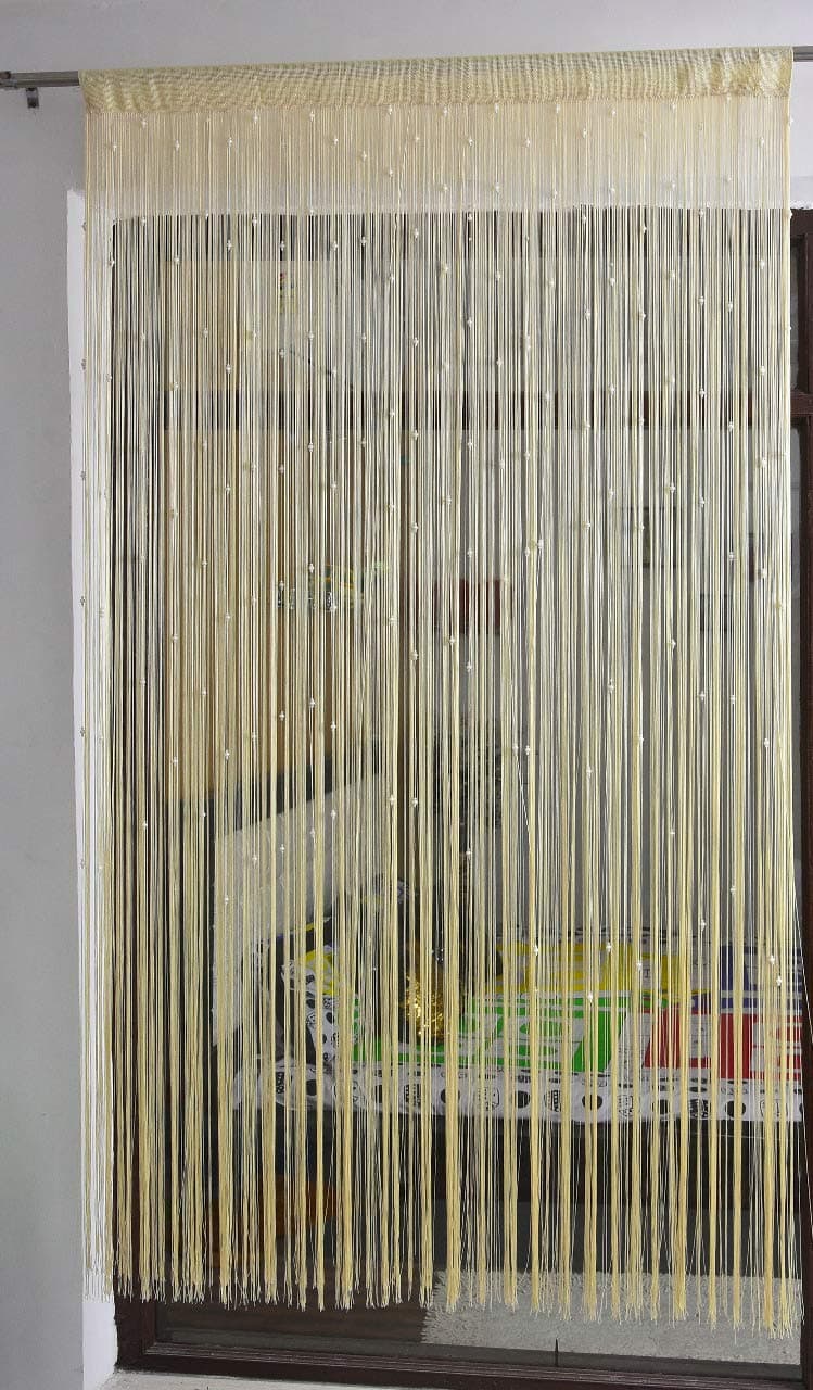 HOMADORN Polyester Solid Pattern Beautiful Threads String Door Curtain Window Curtain Coloured String Curtains Decorative Curtains 7 Feet Pack of 1 OffWhite