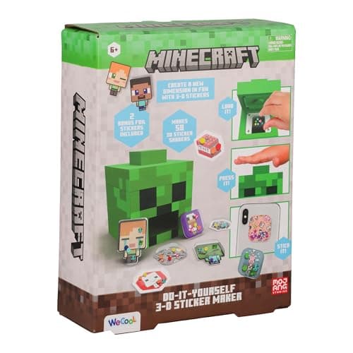 Paladone WeCool Minecraft Creeper DIY 3D Sticker Maker for Kids Officially Licensed Craft Kit for Girls and Boys Ages 6 Makes 50 Custom Stickers Fun Creative Gift Toy