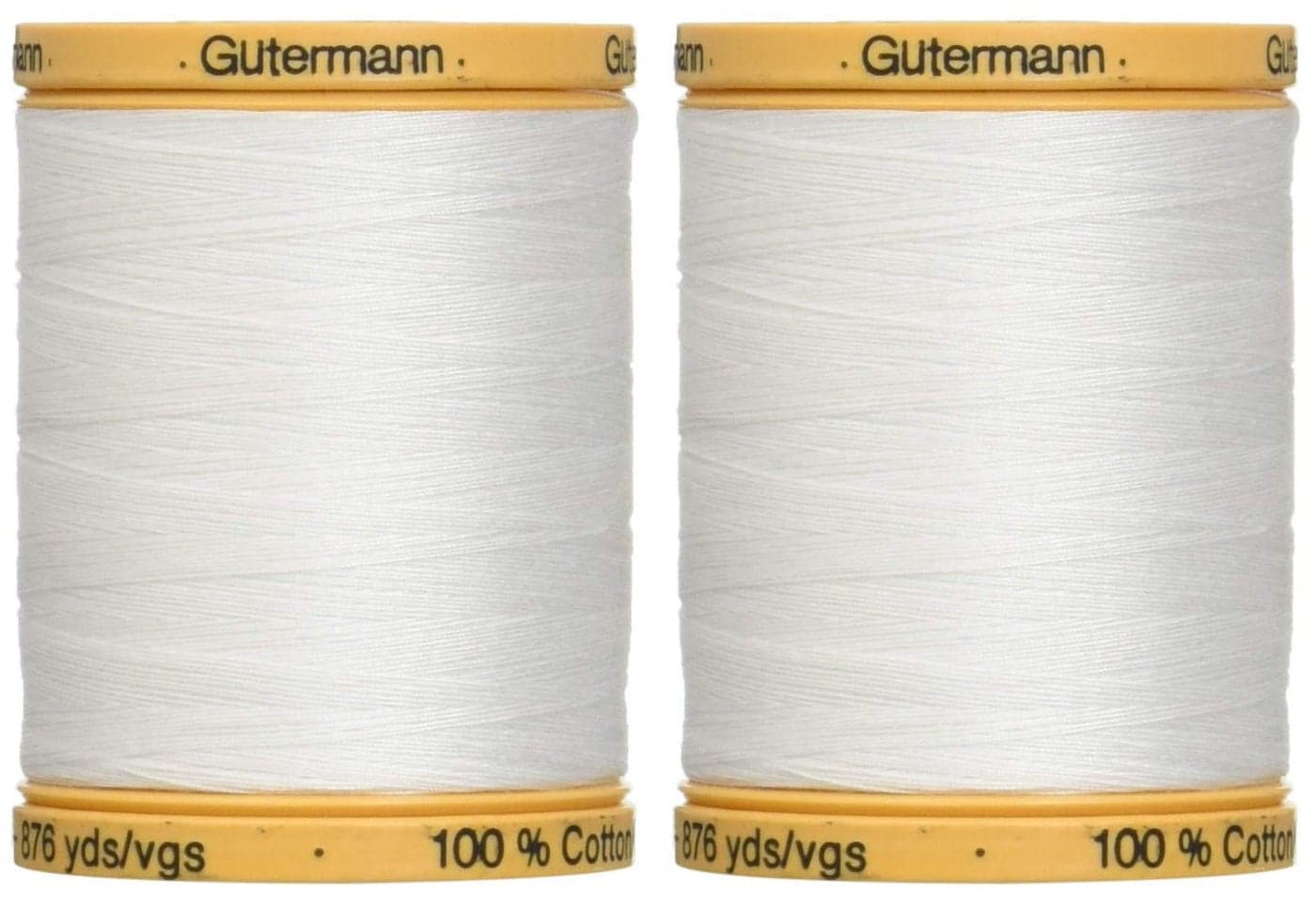 2Pack Gutermann Natural Cotton Thread Solids 876 Yards Each White 800C 5709