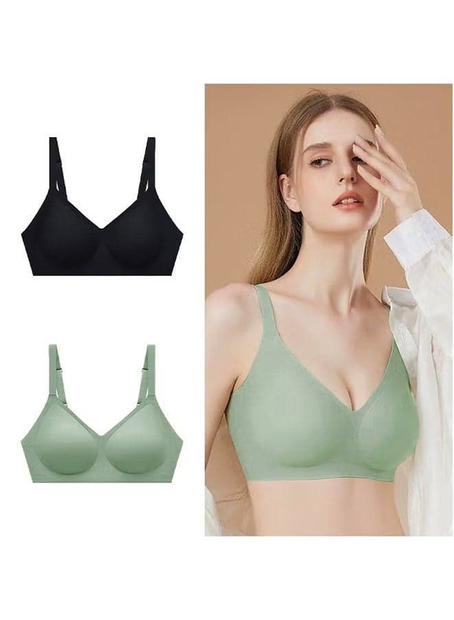 Pack of 2 Women’s Shapewear T-Shirt Bra, No Steel Ring Bras, Machine Washable Shapewear, Adjustable Gathering T hree-dimensional(XXL)