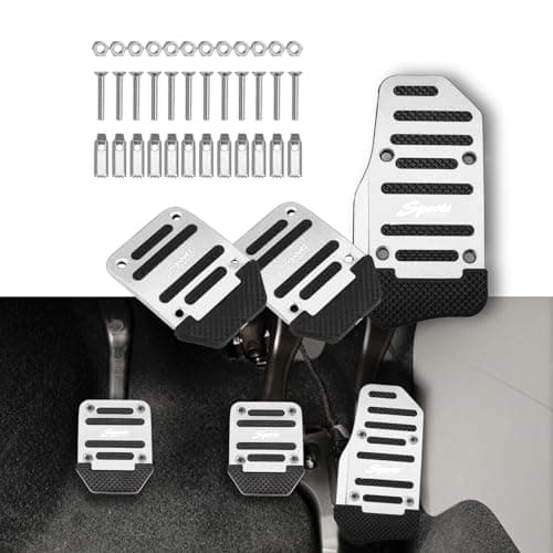 3PCS Car NonSlip Aluminum Alloy Pedal Pads Manual Transmission Brake Pedal Covers Sports Gas Fuel Petrol Clutch Foot Pedals Antirubbing Car Clutch Pedal Kits Suitable for Car SUV ATV Silver
