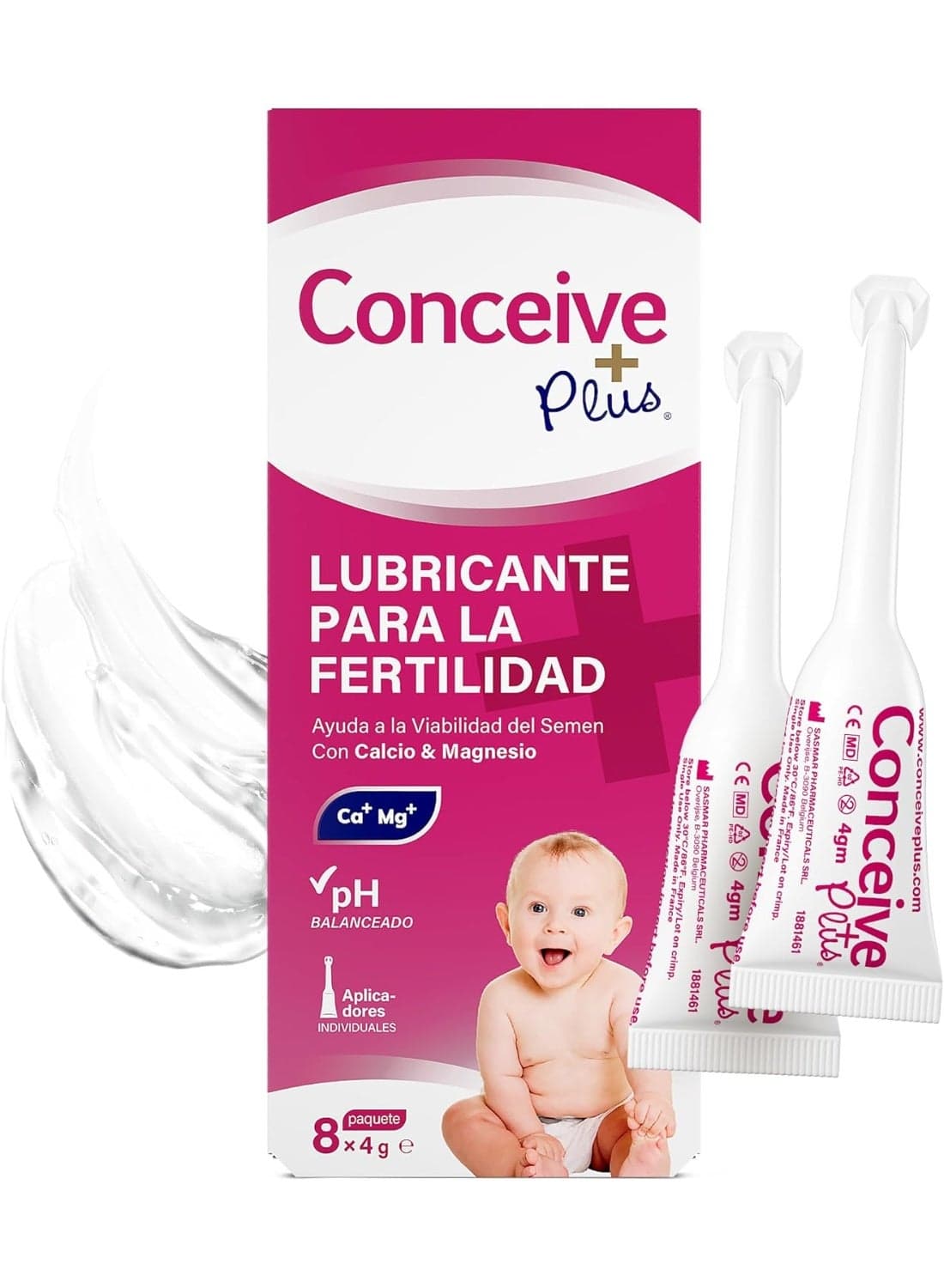 Conceive Plus Fertility Lubricant in pre-filled applicators, a fertility-friendly lubricant for couples trying to conceive, enough for one month with 8 x 4g tubes