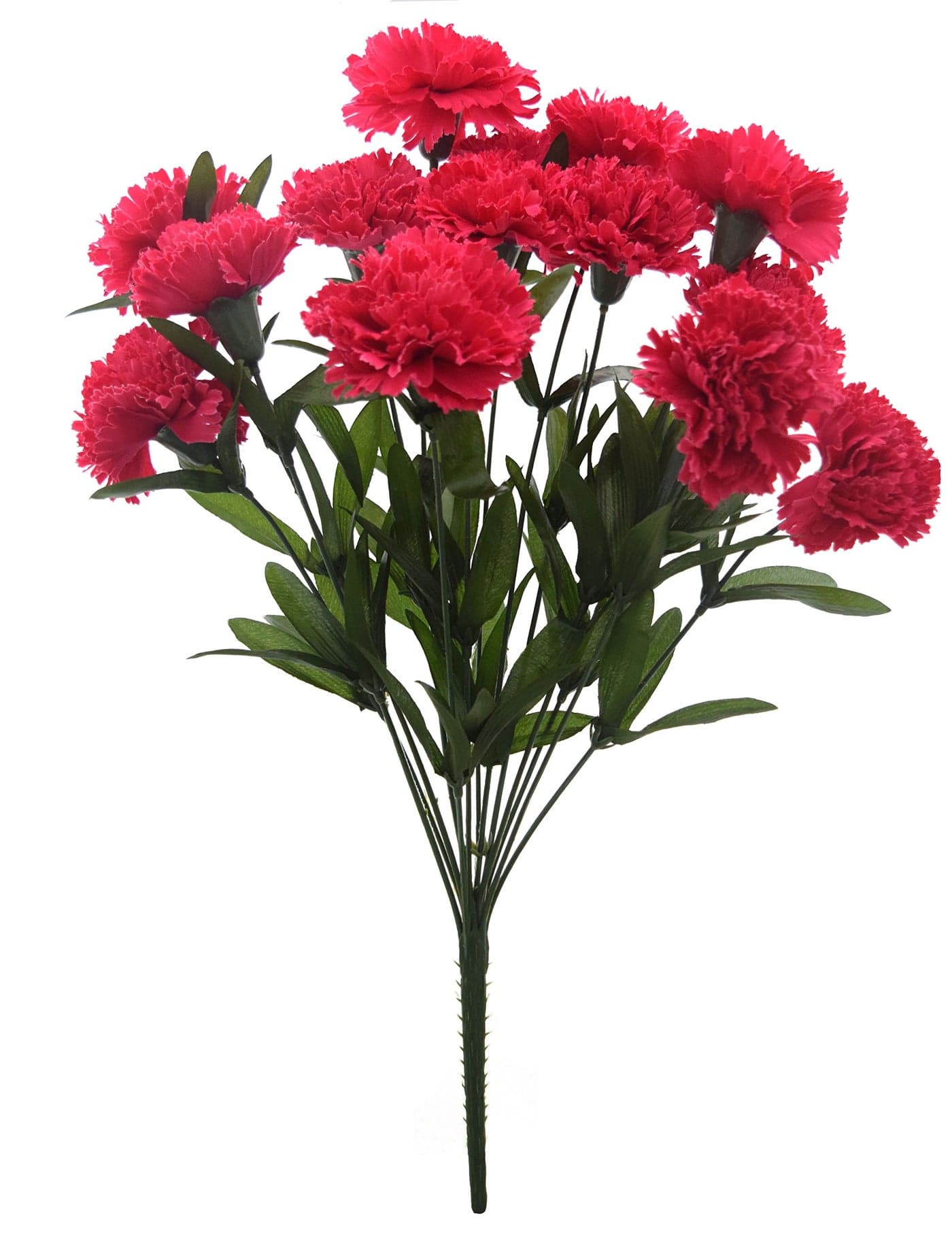 Fourwalls Beautiful Decorative Artificial Carnation Flower Bouquet for Home décor (50 cm Tall, 18 Flower Stems, Dark/Pink)