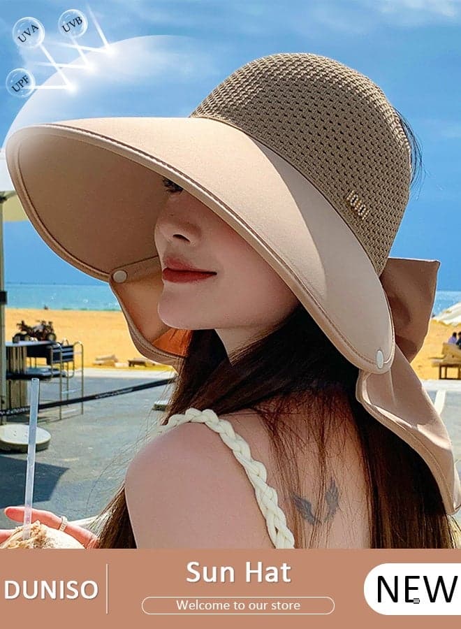 Women's Summer Solstice Fashion Sunhat Wide Brim Big Shawl UV Protection UPF50+ Summer Beach hat For Outdoor Activities Beach Travel