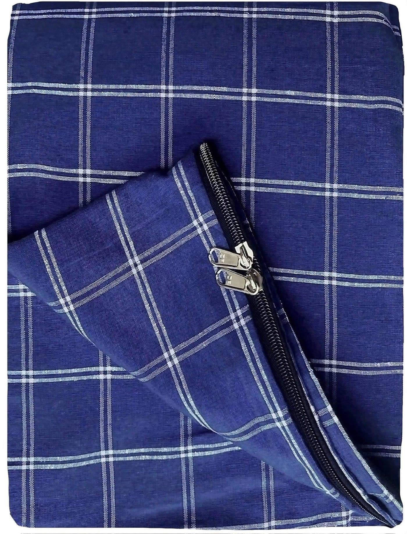Shri Krishan Kripa Handloom Cotton Mattress Cover King Size Bed (75x72x8 in,Blue) Non Shrink Heavy Fabric,Interlocked Stiching,Stong Zip,Metal Locks.