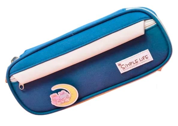 TEMSON Pencil Pouches for Kids, Stylish Cartoon Theme Pouch for Girls, Pencil Case for Girls and Boys, Pencil Pouches - Pencil Pouches for Kids, Stationary Organizer (Simple Life - Blue)(6918)