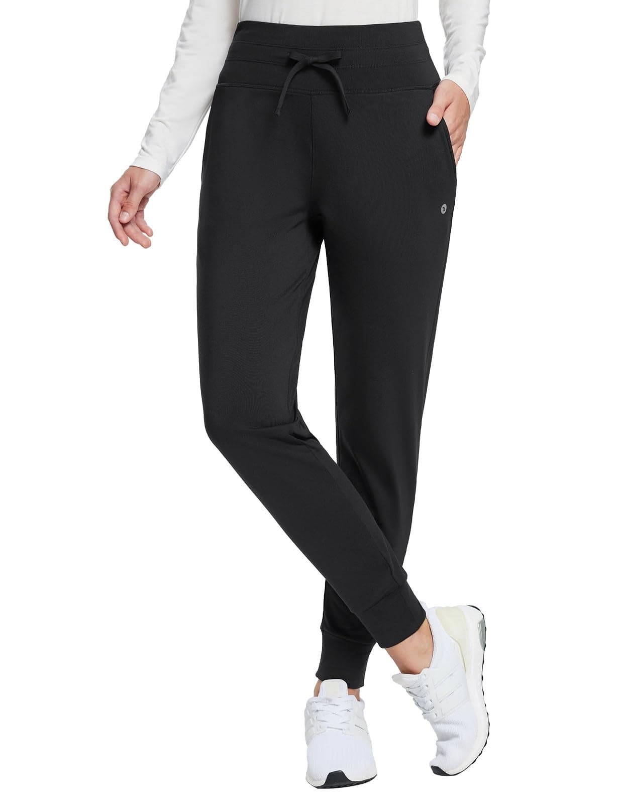 baleaf Women's Winter Hiking Pants Fleece Sweatpants Joggers Thermal Warm Leggings Waterproof High Waisted Ski Snow Clothing Black L