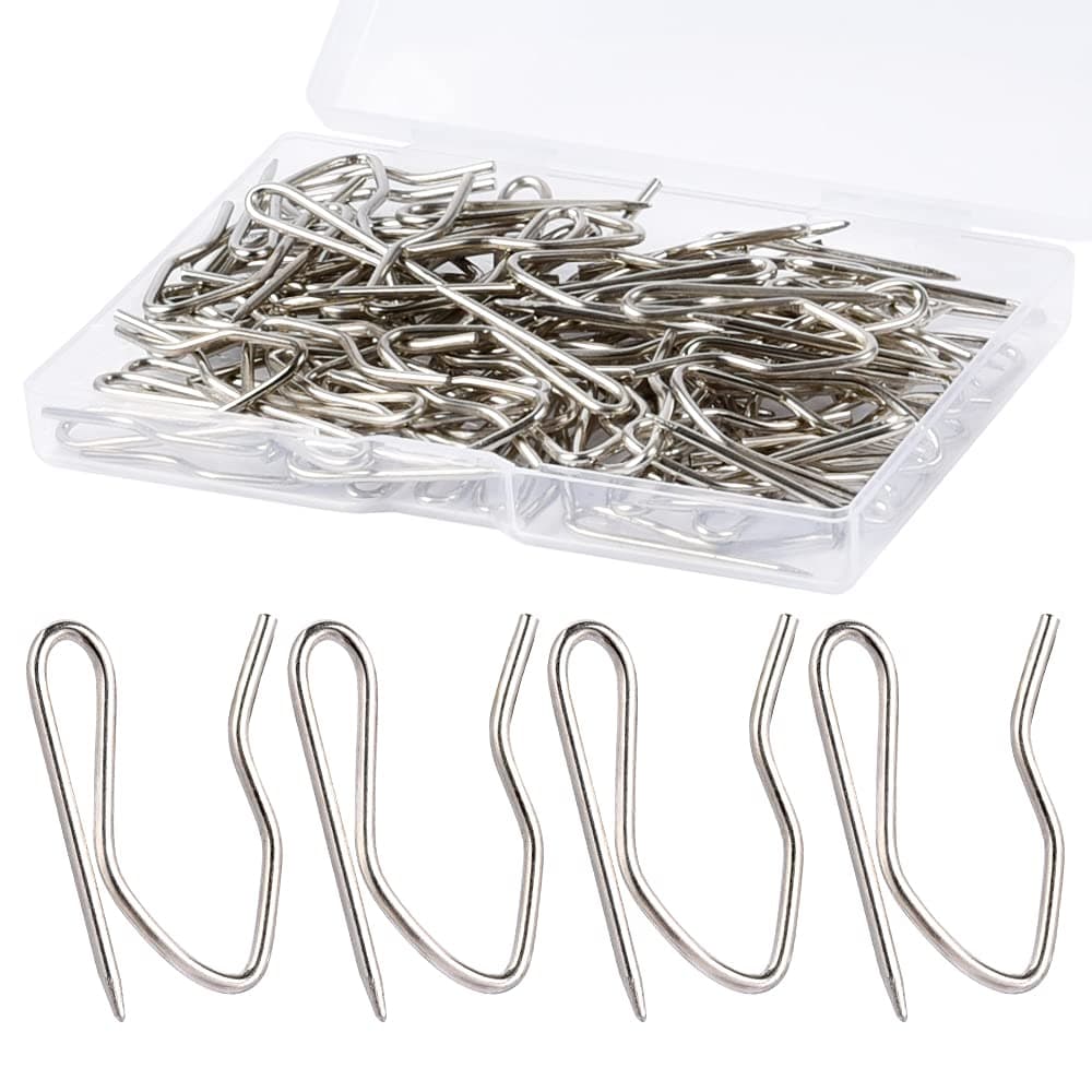 Curtain Hooks, Sopito 58pcs 1.2 Inches Metal Drapery Pin and Hook for Door Window Shower Curtain, Silver