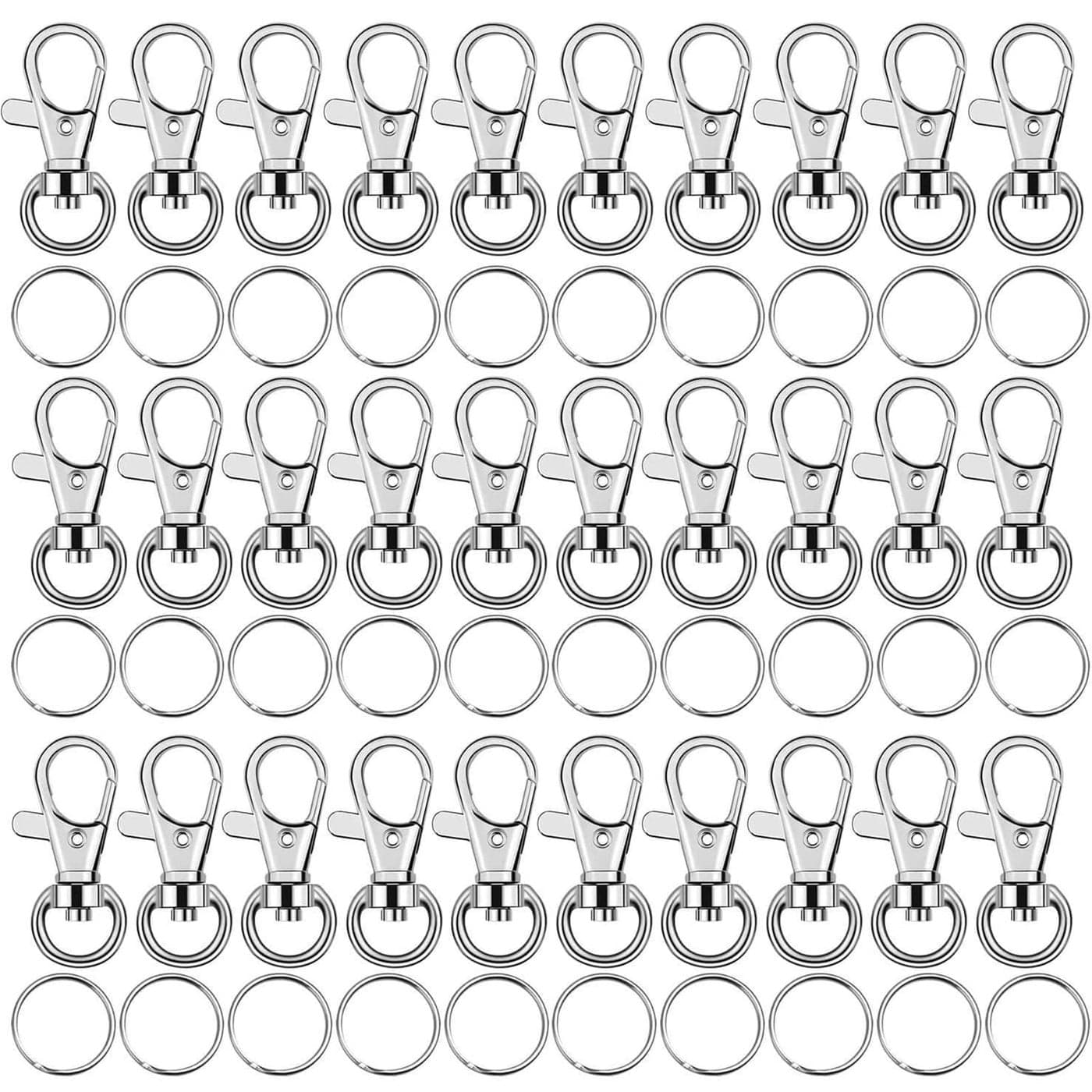 Key Chain Swivel Hooks Anezus 200pcs Keychain Hardware Metal Swivel Snap Hook Lanyard Clips Hooks with Keychain Rings for Keychain Hardware and Lanyard Charms Small