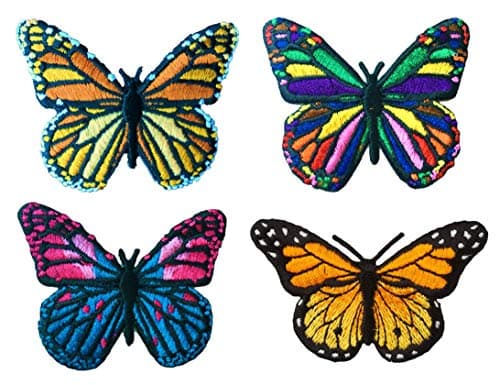 PatchClub 4 pcs Butterfly Applique Set Patches Iron OnSew On