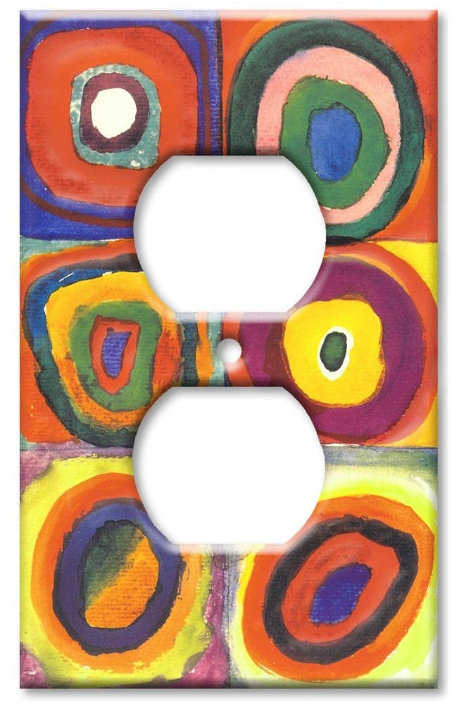 Art Plates - Duplex - Outlet Cover Switch Plate - Kandinsky: Farbstudie Quadrate - (Made in USA)