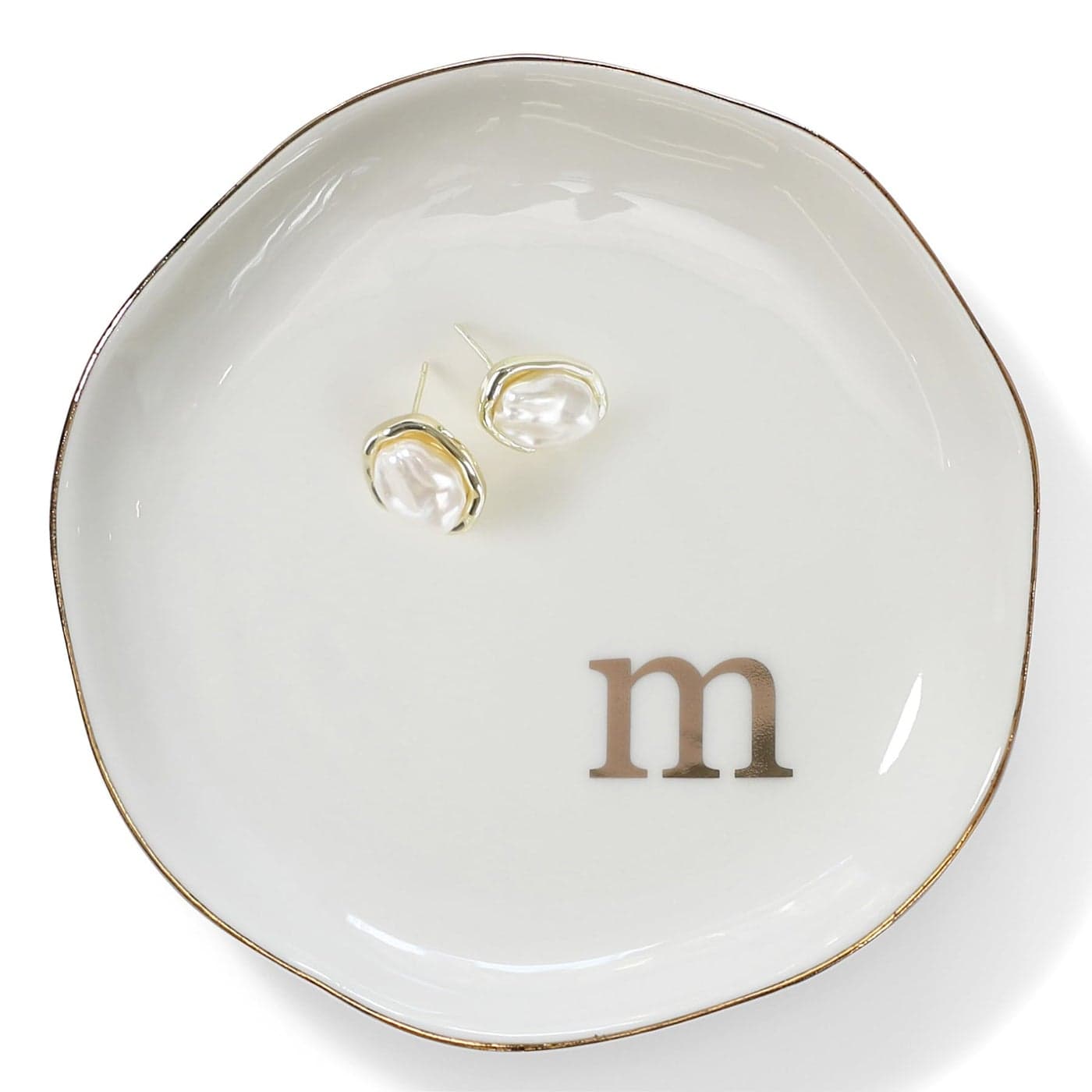 HOME SMILE Initials Ring Dish Jewery Tray with Personalized MMonogrammed Engagement Wedding Gifts for FriendsSisterBirthday Christmas Gifts for WomenCeramic White