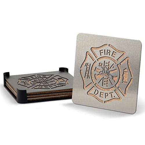 Universal Firefighter Boaster Stainless Steel Coaster Set of 4