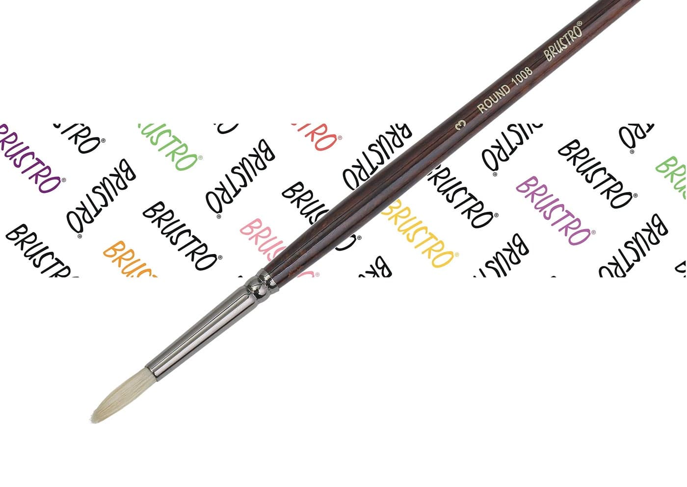 Brustro Artists Bristlewhite Round Brush Series 1008 | Brush No.3, Chungking Hog Bristle |Ideal for Oil, Acrylic Painting on Paper, Canvas, Fine Art Students and Professionals.