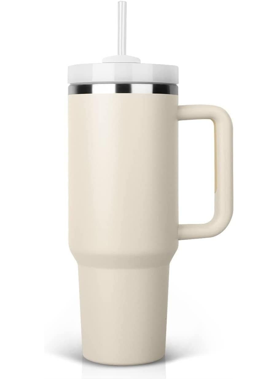 40 Oz Tumbler with Handle and Straw Lid, Insulated Reusable Stainless Steel Water Bottle, Travel Mug Iced Coffee Cup, Double Wall Vacuum Insulation Technology, Travel Mug for Hot and Cold Beverages
