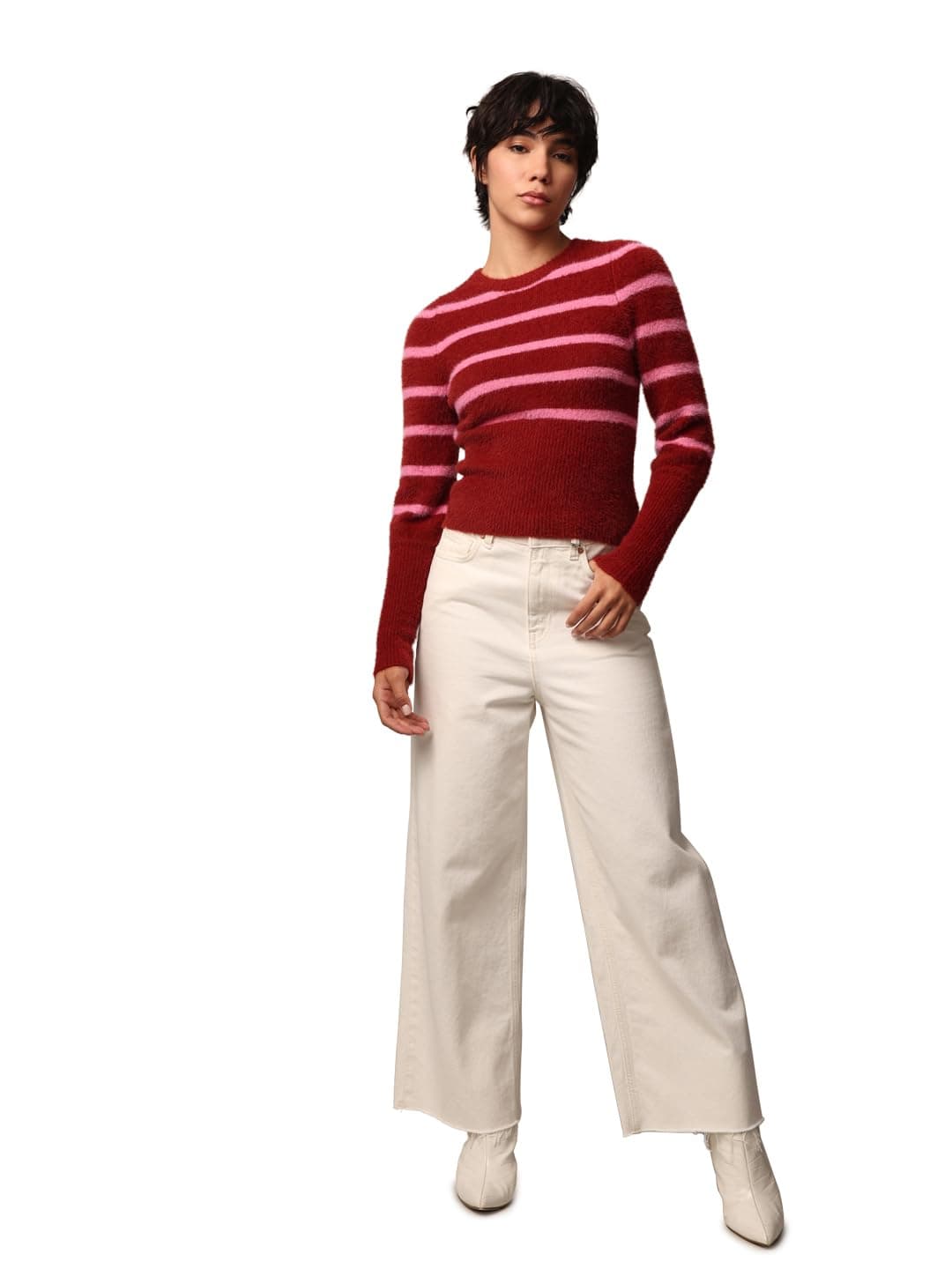 ONLY Women's Regular Fit Red Sweater
