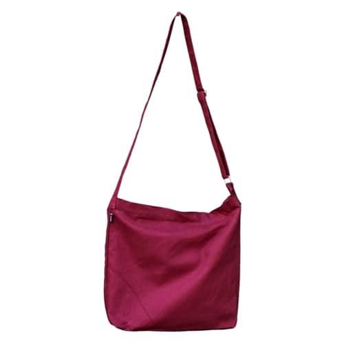 NECAVU MOCO Womens cotton tote bag for college | aesthetic tote bags with inner pocket | Shoulder cross body with adjustable strap | 1 piece (Mono color, Maroon)
