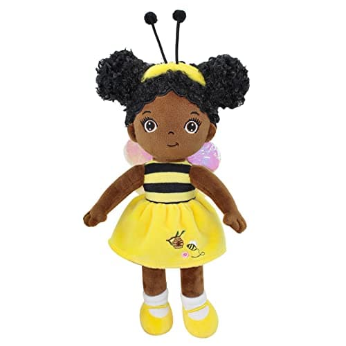 Black Baby DollBlacks Dolls African American Stuffed Toy12 Rag Dolls for Girls Soft GiftsBrown Doll Fairy Baby Toy plush toys for Christmas Birthday PartySMALLBLACK BEE