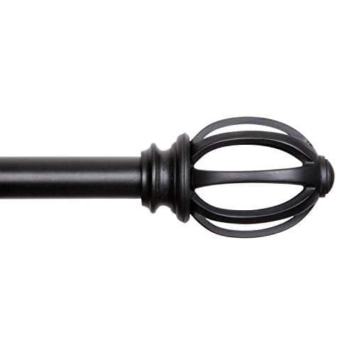Kenney KN75241 Fast Fit Easy Install Lilly Cage Oblong Openwork End Decorative Window Curtain Rod 66120 Adjustable Length Black Finish 58 Diameter Steel Tube