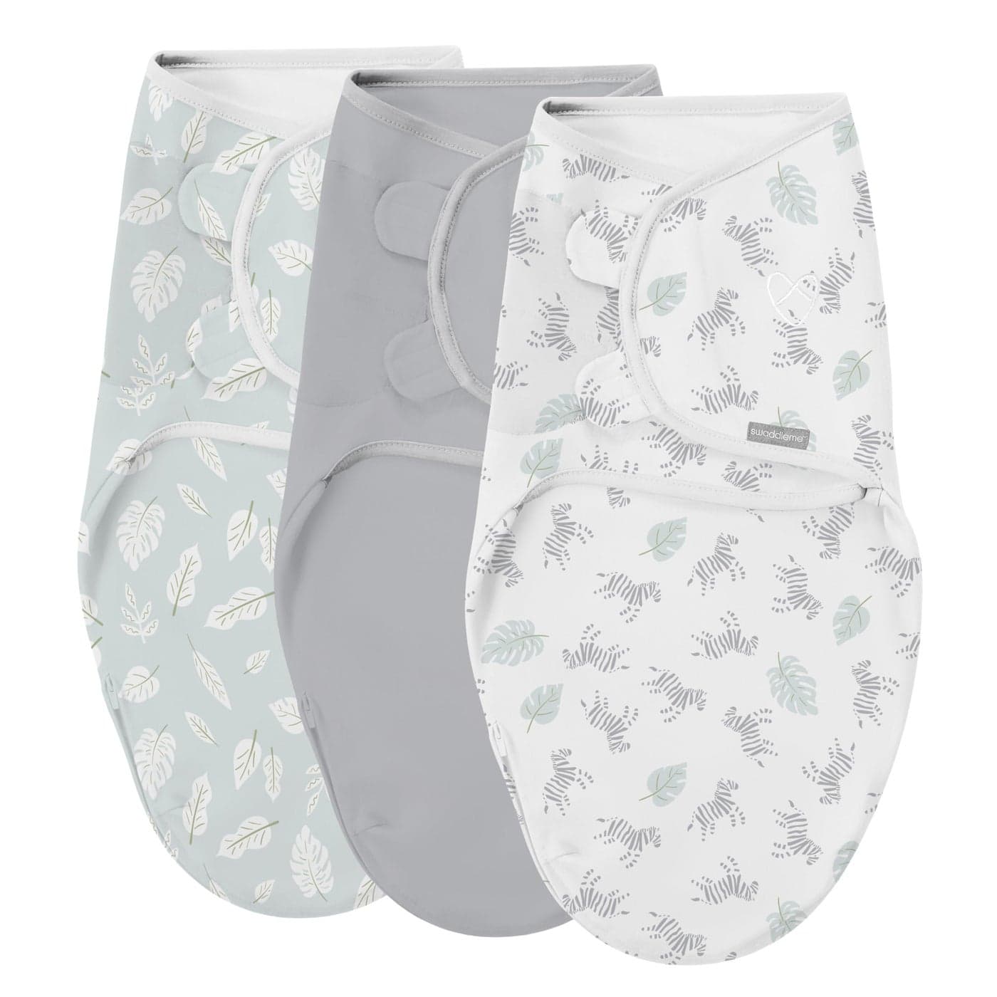 SwaddleMe by Ingenuity Easy Change Baby Swaddle in Size SmallMedium 03 Months 714 Pounds 3Pack with Easy Change Zipper Zebra Botanical