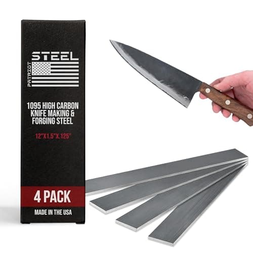 Patriot Steel 1095 High Carbon Knife Making & Forging Steel – Cold Rolled Annealed Flat Bars & Blanks - Knifemakers, Pros & Hobbyists Tool - USA-Milled Forge Supplies – 12"x1.5"x.125-4 Pack
