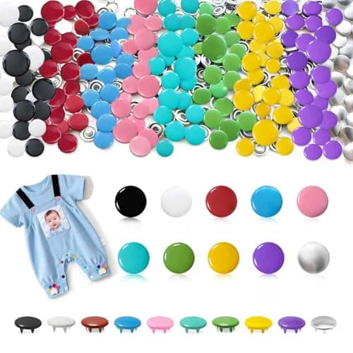 100 Sets Metal Snap Buttons Kit 95mm Sewing Snaps in 10 Colors for Fabric Clothing Leather Bags and DIY Crafting Durable Prong Snap Fasteners 400 PCS