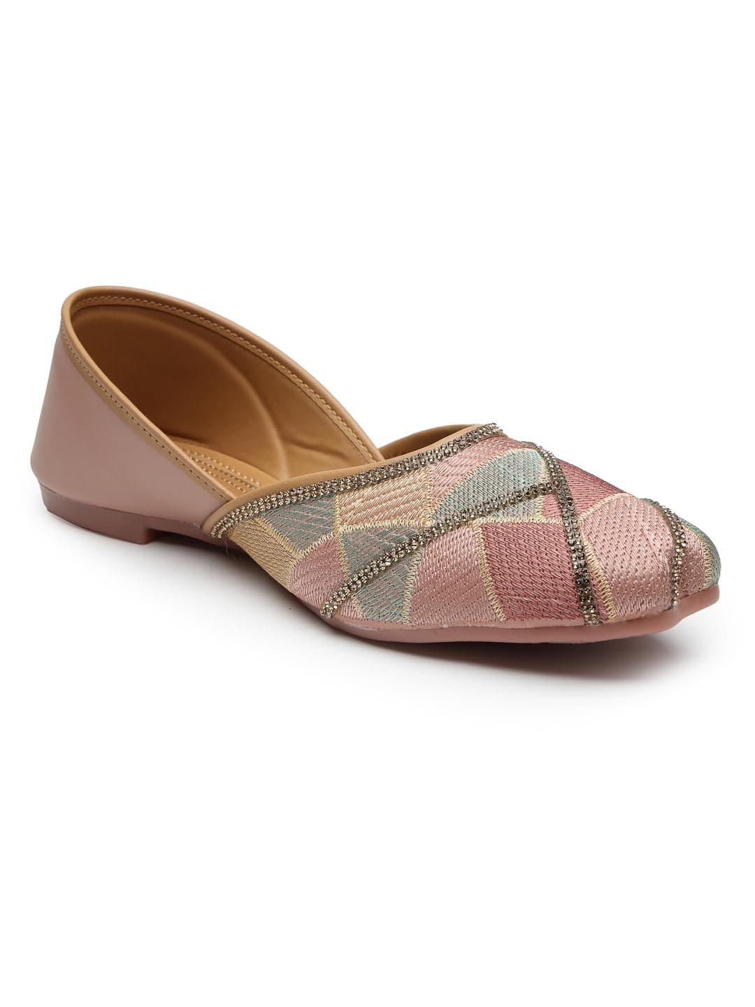 SVYA Stylish Embroidered Mojaris/Jutti for Women and Girls (Peach, UK Footwear Size System, Adult, Women, Numeric, Medium, 9)