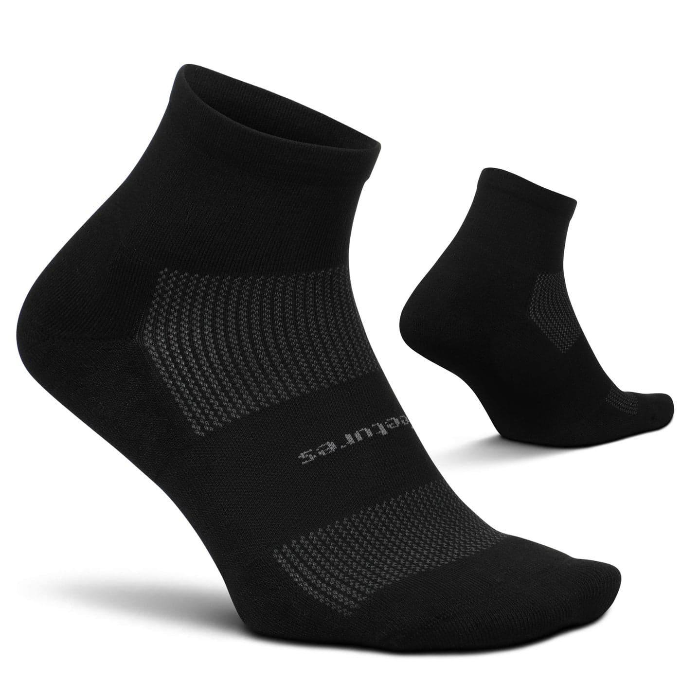 Feetures High Performance Max Cushion Quarter Sock for Women & Men - Moisture-Wicking Athletic Socks - Black, L (1 Pair)