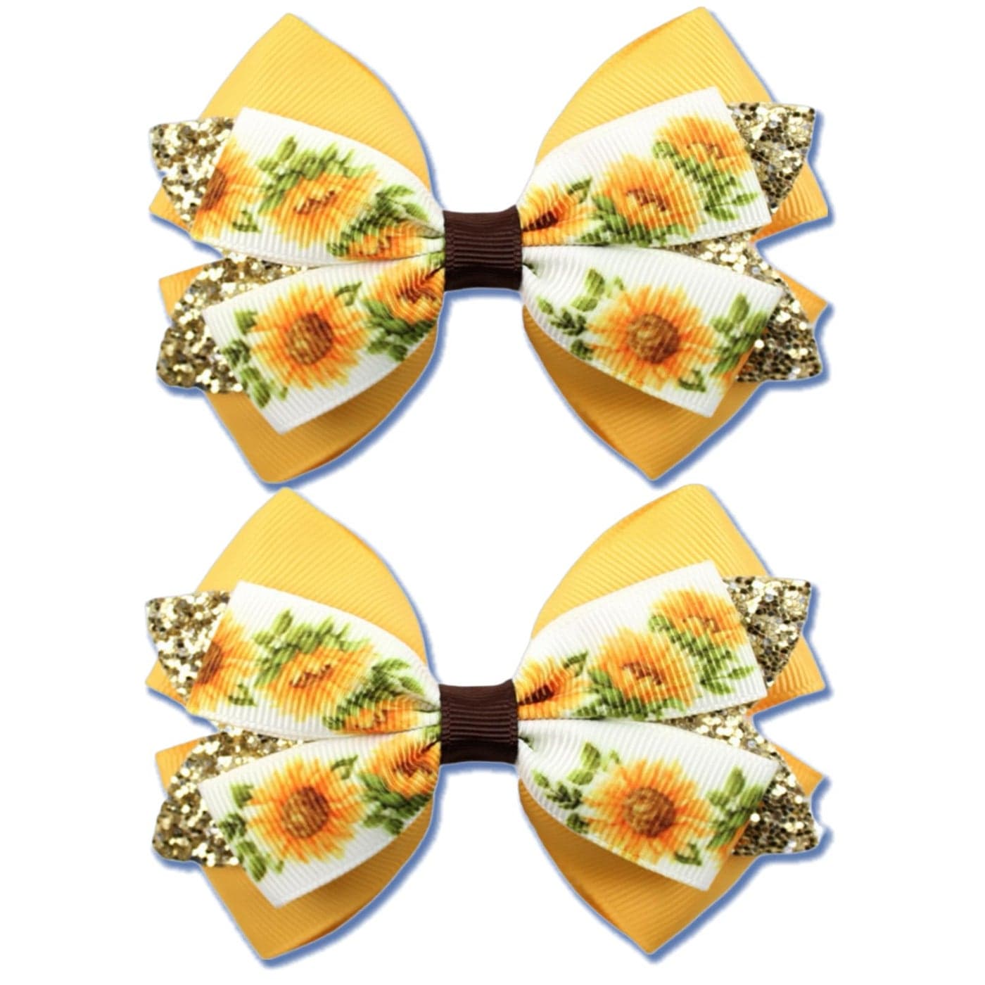 Glitter Sunflower Hair Bows for GirlsYellow Flower Ribbon Hair Clips Barrettes Hairpins Happy Fall Outfit Dress Decoration Accessory for Teens Toddler Kids B