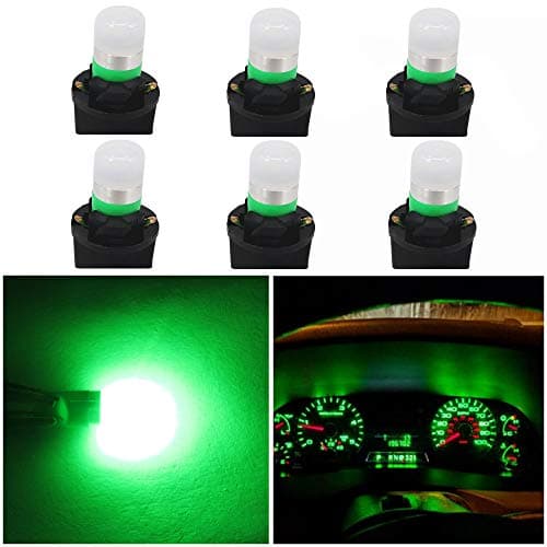 WLJH Green 194 Led Lights Car Dashboard Instrument Panel Bulbs Gauge Tach Speedometer 168 2825 T10 Led Bulb PC195 PC194 Twist Socket Dash Cluster Pack of 6