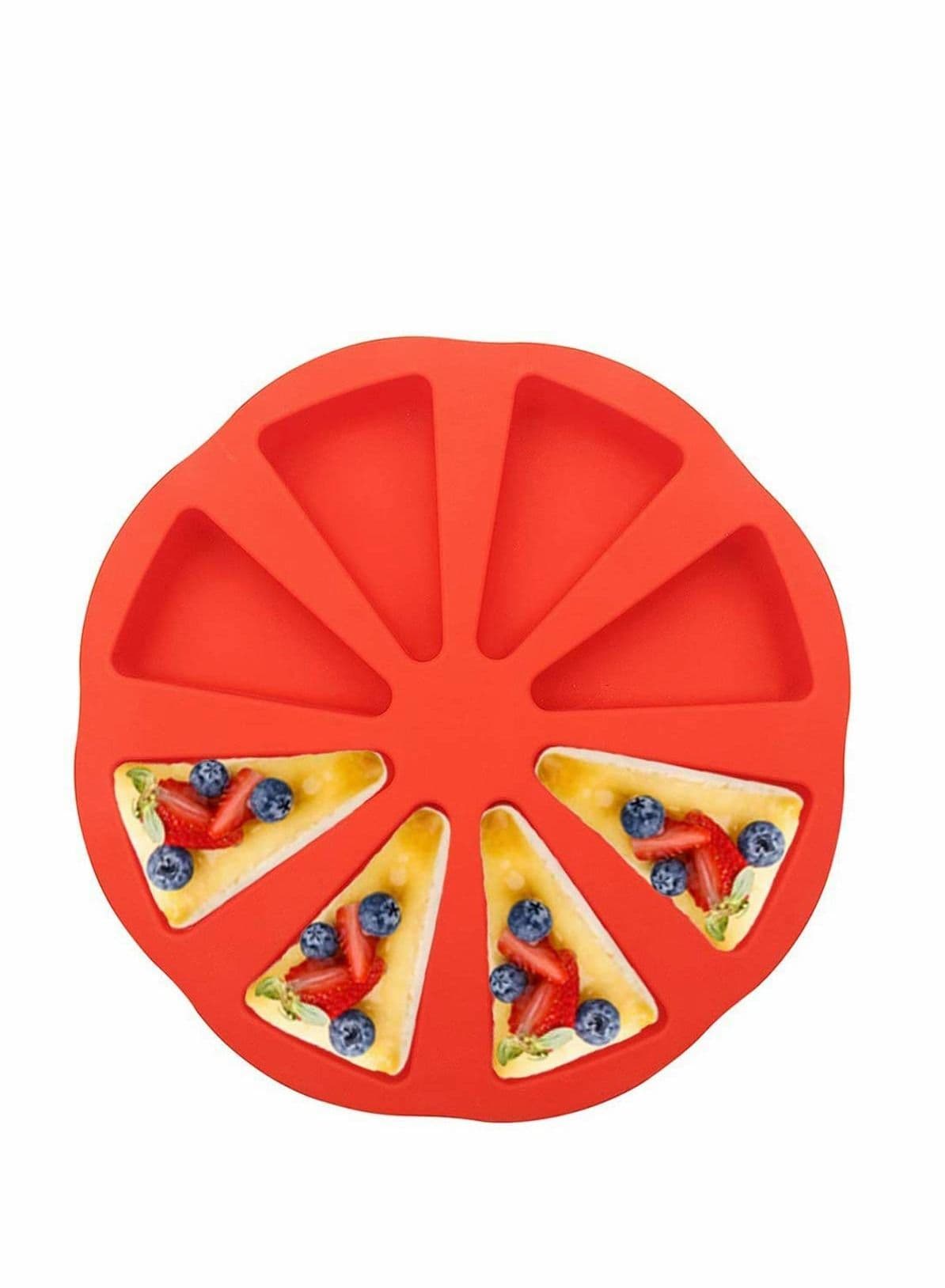 Cake Mould, 8 Triangle Cavity Silicone Portion Scottish Scone Cornbread Pan Slices Pastry Soap, Cake, Bread, Cupcake Cheesecake Red