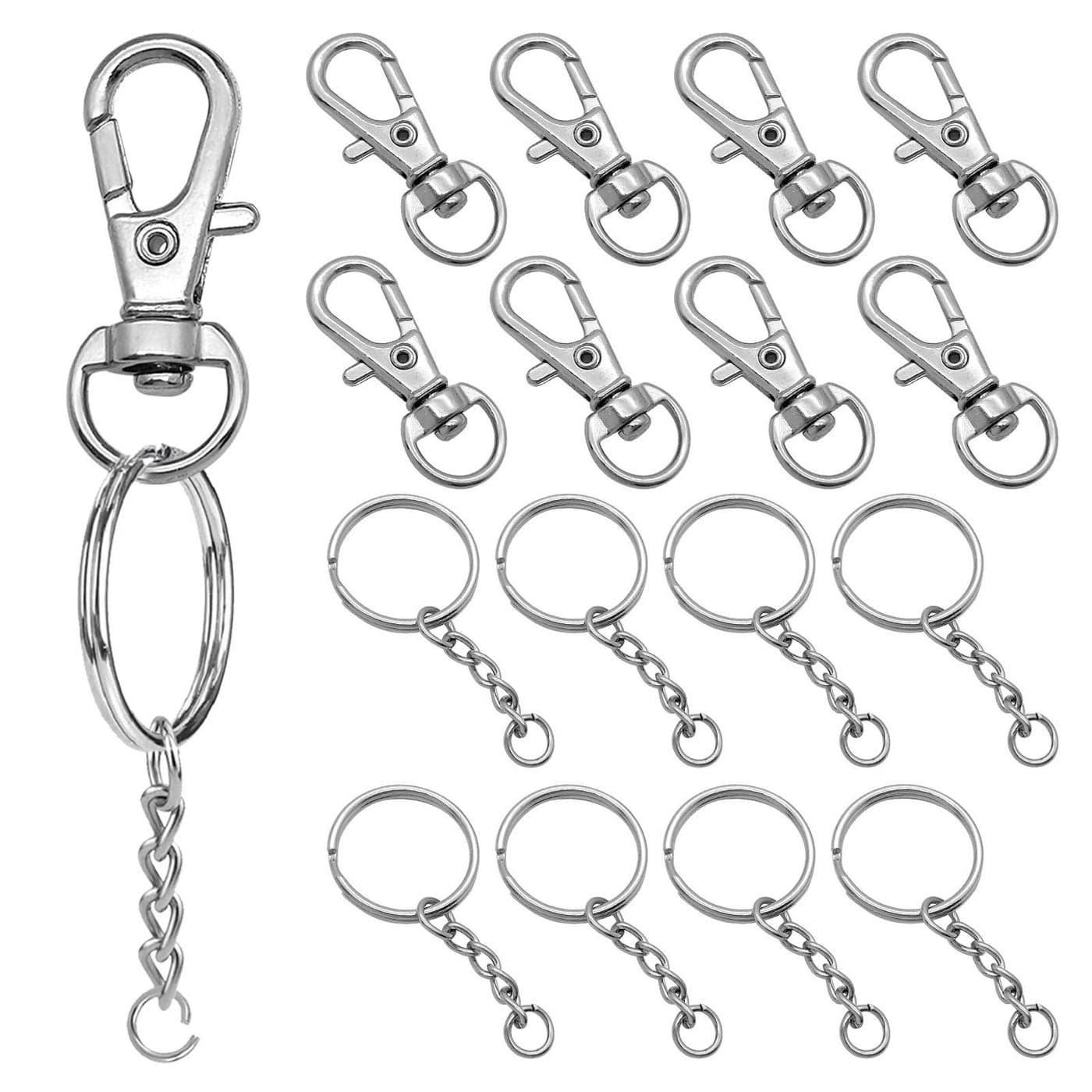 150Pcs Swivel Snap Hook SetStainless Steel Split Key Rings with Chain and Jump Rings Bulk for Keychain LanyardCrafts Supplies