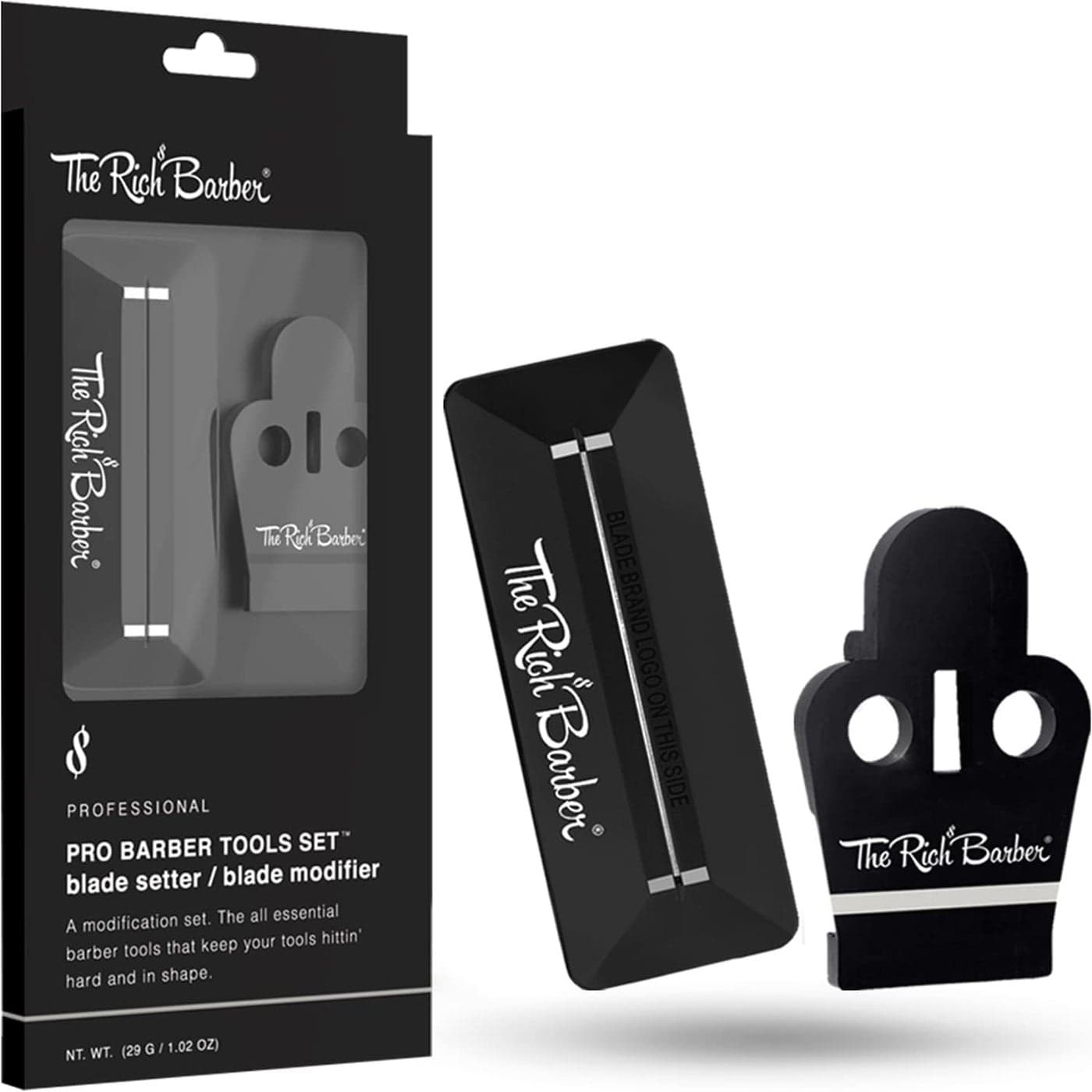 The Rich Barber Pro Barber Tools Set Accessories Kit with 1Minute Blade Modifier 10Second Blade Setter Zero Gap Trimmer Alignment Tool Blade Sharpener Block Professional Barber Supplies