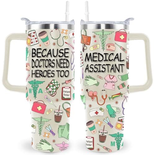 BBsoft 40 Oz Dental Assistant Tumbler Cup Dental Assistant Gifts Stainless Steel Insulated Travel Coffee Mug with Handle Dental Assistant Week Appreciation Gifts for Women Men
