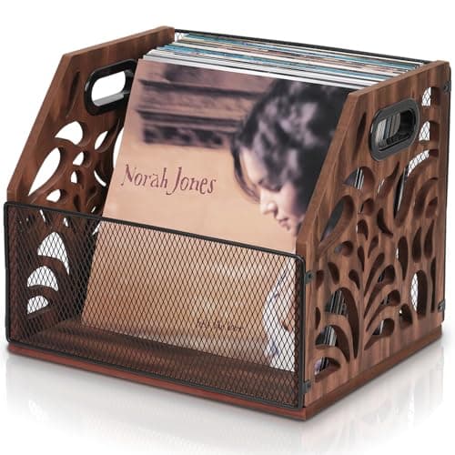 CILXGQLN Vinyl Record Storage Wooden Record Holder Magazine Holder Magazine Rack for Desktop and Home Office Record Crate Storage for Albums Book Files Holds up to 70 Records