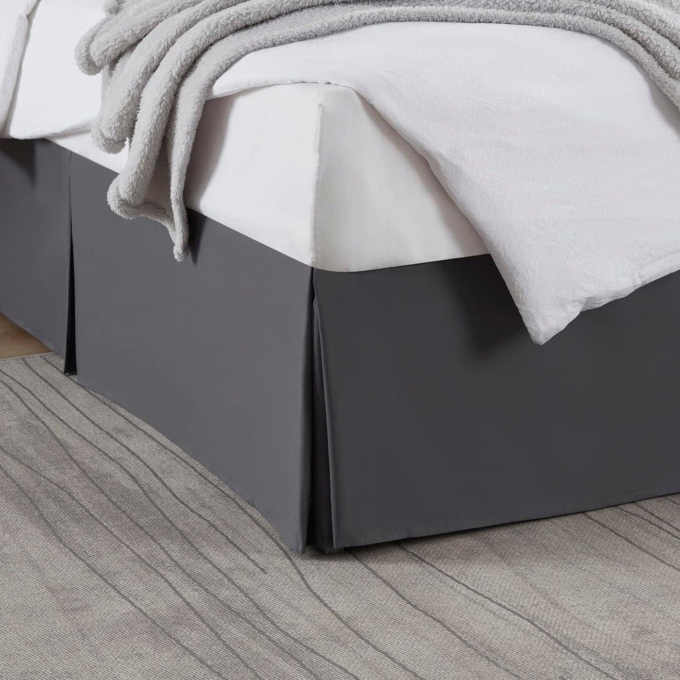 Nestl Dark Gray Bed Skirt Cal King Size Cal King Bed Skirt 14 Inch Drop Brushed Microfiber Bed Skirts Hotel Quality Pleated Bed Skirt Shrinkage Fade Resistant