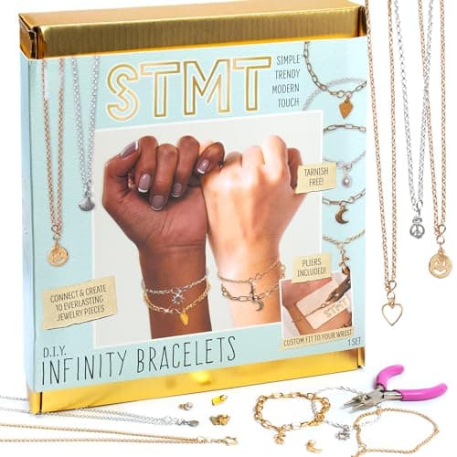 STMT DIY Infinity Jewelry Kit, Make 10 Forever Bracelets, Permanent Bracelet Chains, No Welding Needed, Custom-Fit, Unisex, Multi, Life-Size, Not Foldable, Ages 8+