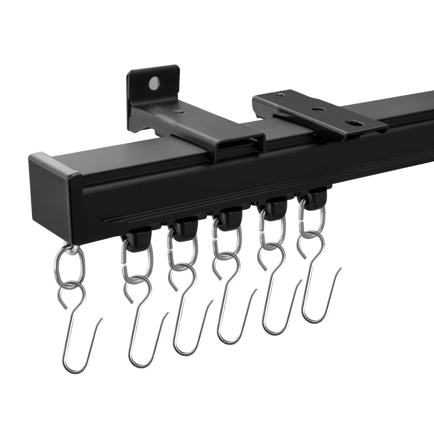 MaKefeile Ceiling Curtain Tracks Ceiling Mounted HeavyDuty Curtains Rails Room Divider Curtain Track for Living Bedroom Shower Privacy RV Garage Divider Track and Hooks Black 18ft