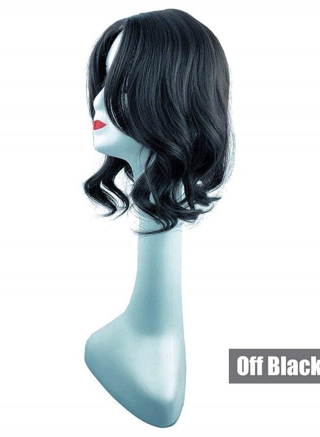 Natural Wavy 14" Middle Part Hair Topper 10x13cm Mixed Hair Clip in French Style Wig Off Black