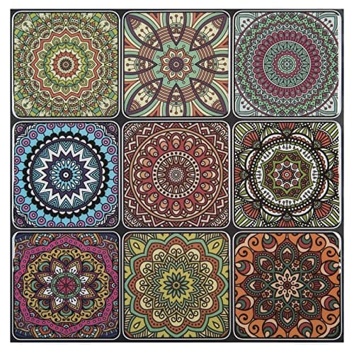 LONGKING Peel and Stick Backsplash Tile Stickers, Colorful Moroccan Tile for Kitchen, Stick on Wall Tiles (10 Sheets)