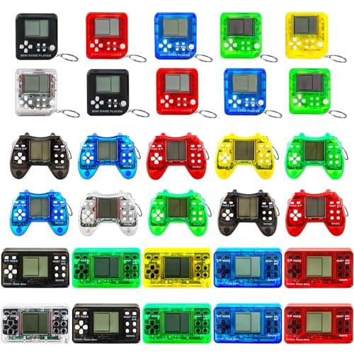 Kugliwa 30 Pcs Mini Video Game Keychain Video Party Favors Keychain Small Video Game Keychains Bulk for Video Game Party Favors Gift Bag Filler (Color Style 1)
