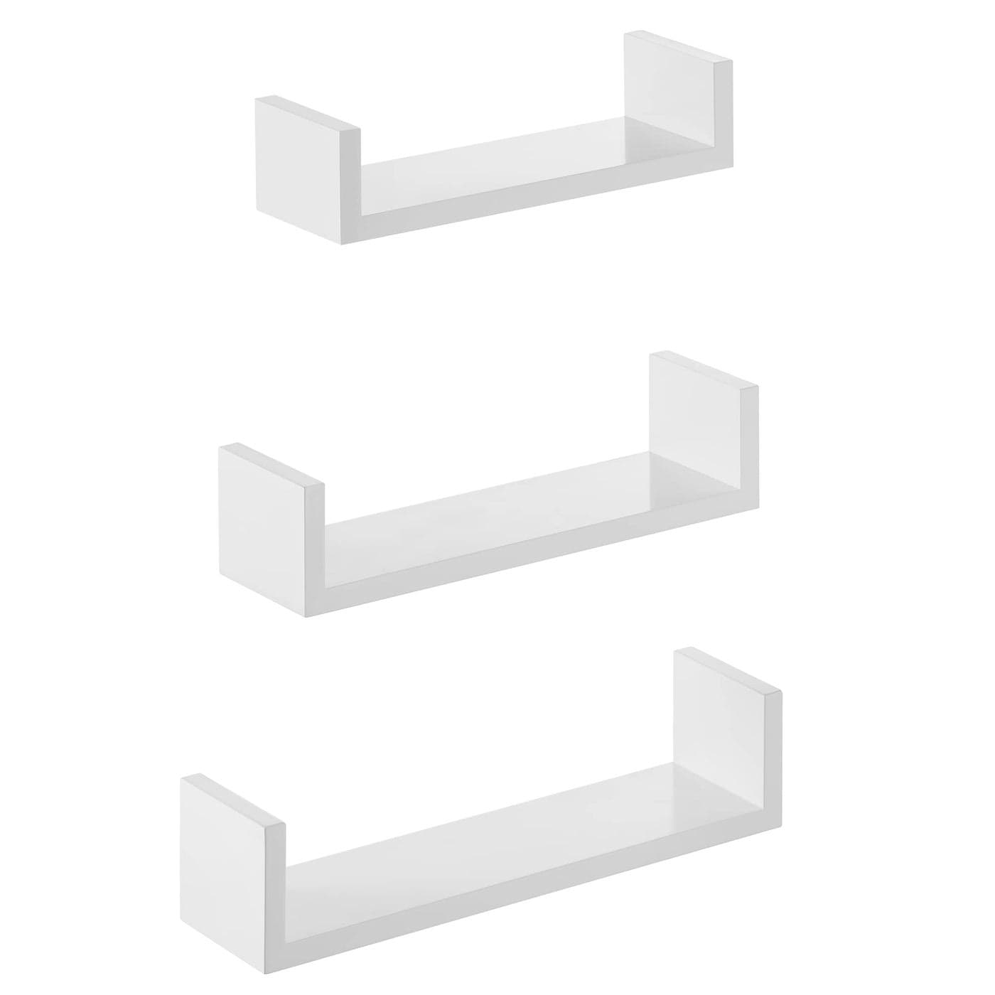 SONGMICS Floating Shelf Set of 3 Wall Shelves 303540 cm Decorative Shelves Each Shelf Holds up to 10 kg for Living Room Home Office Bathroom Kitchen Cloud White LWS40WT