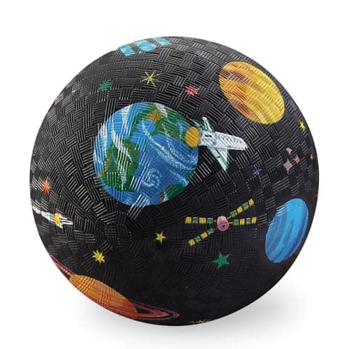 Crocodile Creek Playground Ball - Durable Rubber Ball for Kids Ages 3 and Up - Bouncy Inflatable Ball for Kickball, Indoor Games, and Outdoor Sports - PVC-Free - Space Exploration - 5-inch Diameter