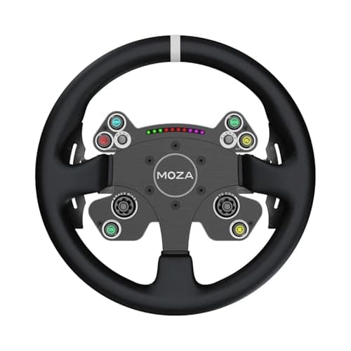 MOZA CS V2P Racing Wheel for PC Gaming Steering Wheel 13 Inch Aviation Grade Aluminum Alloy Rim Carbon Fiber paddles RGB Indicator Pressable Joysticks and customizable controls