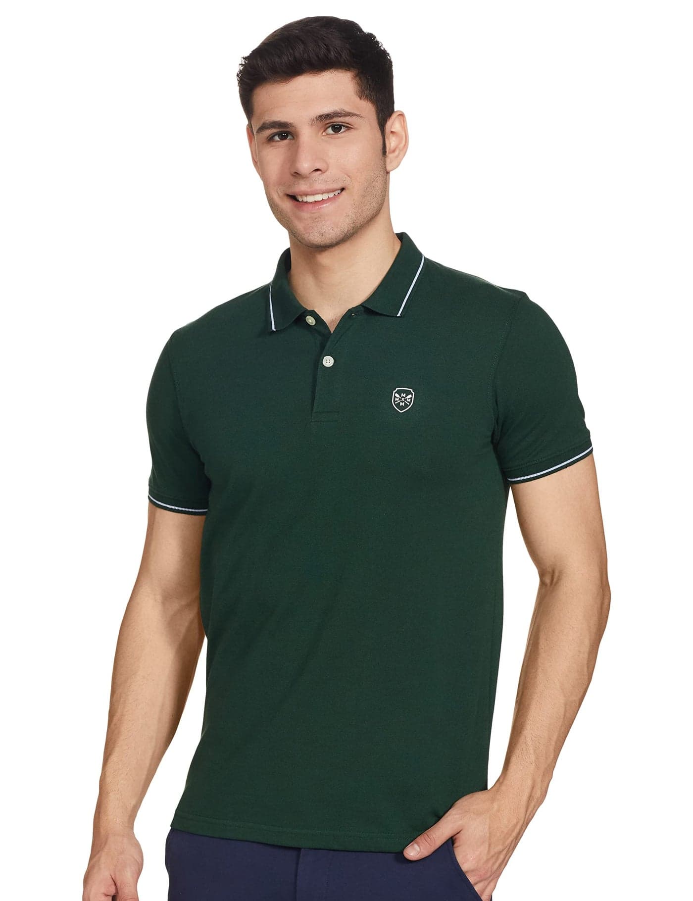 Max Men Solid Slim Fit Polo T-Shirt (Green_L)