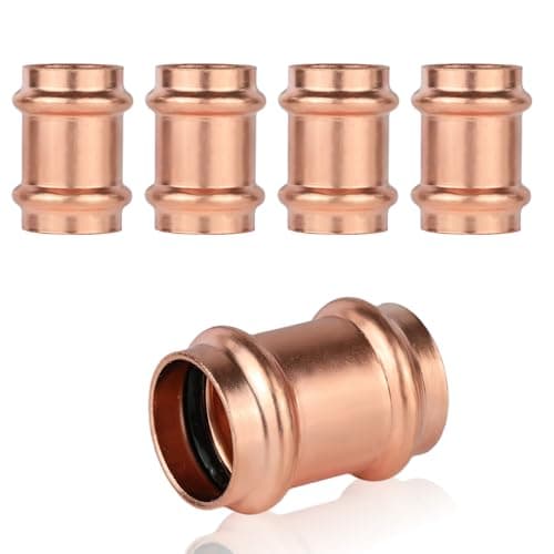 Pack of 5 GUOFIS Copper Press Coupling Fittings1 Inch x 1 Inch Copper Press Fit CouplerNO StopPRESS027