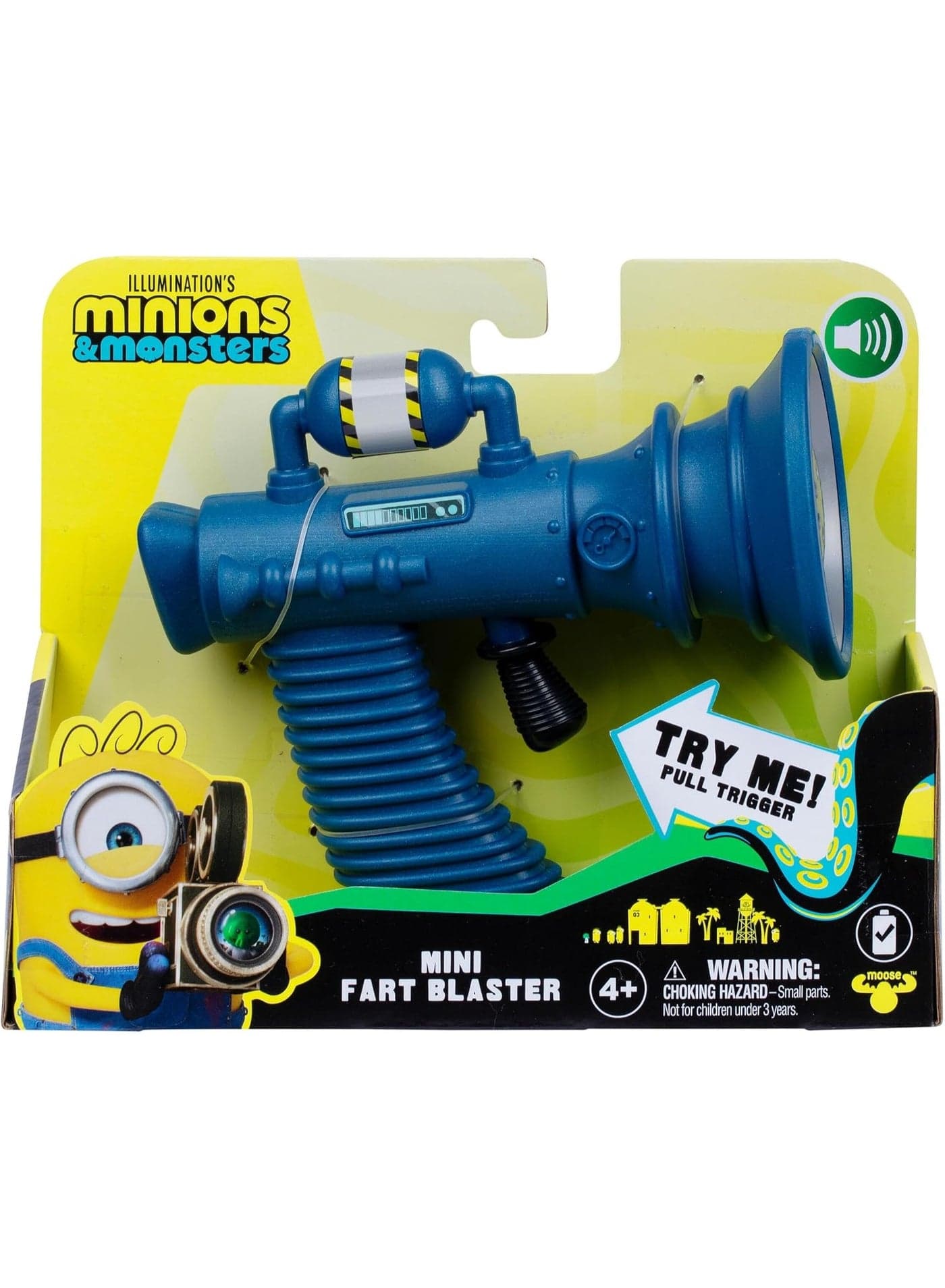 Minions & Monsters Mini Fart Blaster Sound Toy | Interactive Blaster with 8 Funny Fart Sounds | Pull Trigger Sound Effects | Role Play Toy for Kids | Prank Toy | Gift for Boys & Girls Ages 4+
