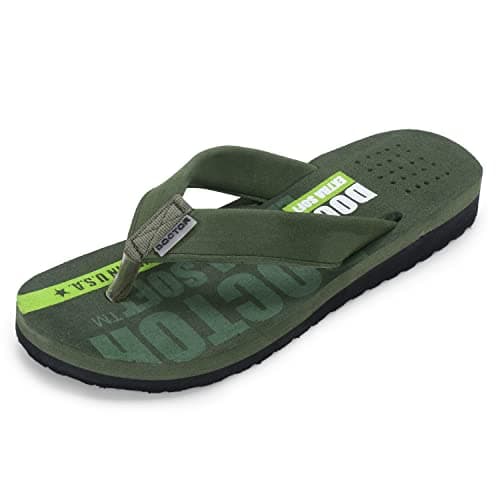 DOCTOR EXTRA SOFT Slipper Care Orthopaedic and Diabetic Super Fitting Comfort Doctor Slipper, Dr. Slipper, Flip-Flop, Slides and House Slipper for Men's D-31-Olive-8 UK